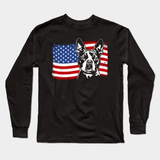 Proud Boston Terrier American Flag patriotic dog Long Sleeve T-Shirt